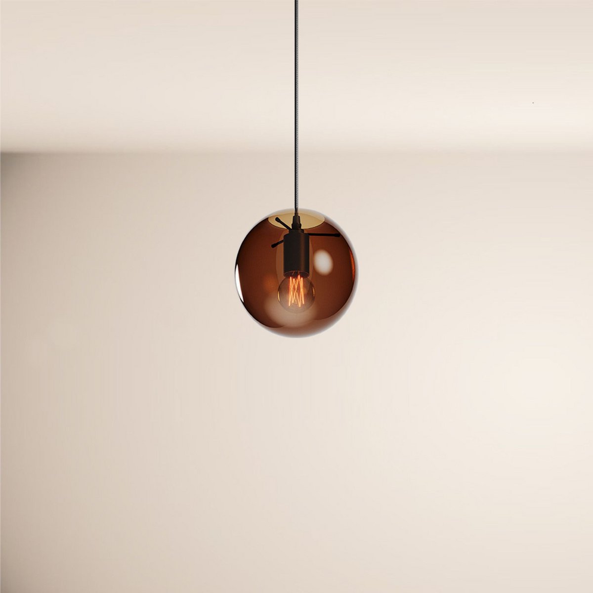s.luce Orb glass ball gallery light 500cm suspension black