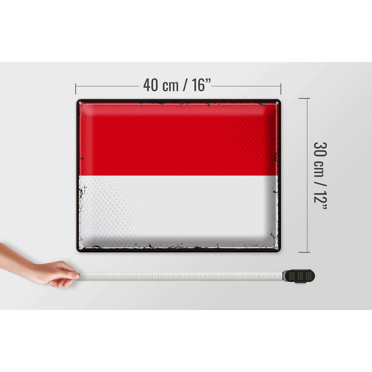 Tin Sign Flag Indonesia 40x30cm Retro Flag Indonesia
