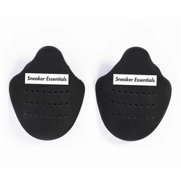 Sneaker shields made of black material to protect shoes from wear and tear. Designed to be placed inside sneakers to extend their lifespan.