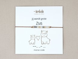 Morse code armband jij wordt grote zus, roestvrij staal zilver of goud