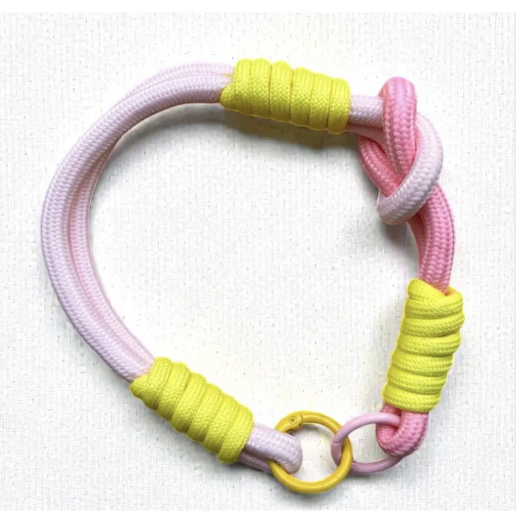 Keychain - cell phone strap - pink-yellow MESSE