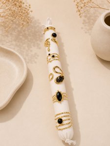 Set of 6 levaria rings - decorated with elegant black stones
