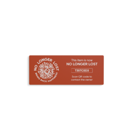 Rectangular sticker in various colors including yellow, light grey, off-white, dark blue, dark grey, and rust brown, with dimensions of 65 mm x 25 mm.
