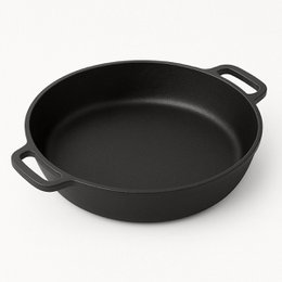 Støbejern serverer pan ø 28 x 6 cm - grill pan støbejern til hver grill - sort