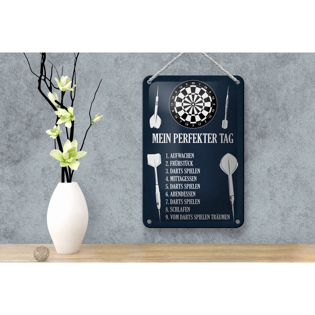 Tin sign saying 12x18cm my perfect day darts games decoration
