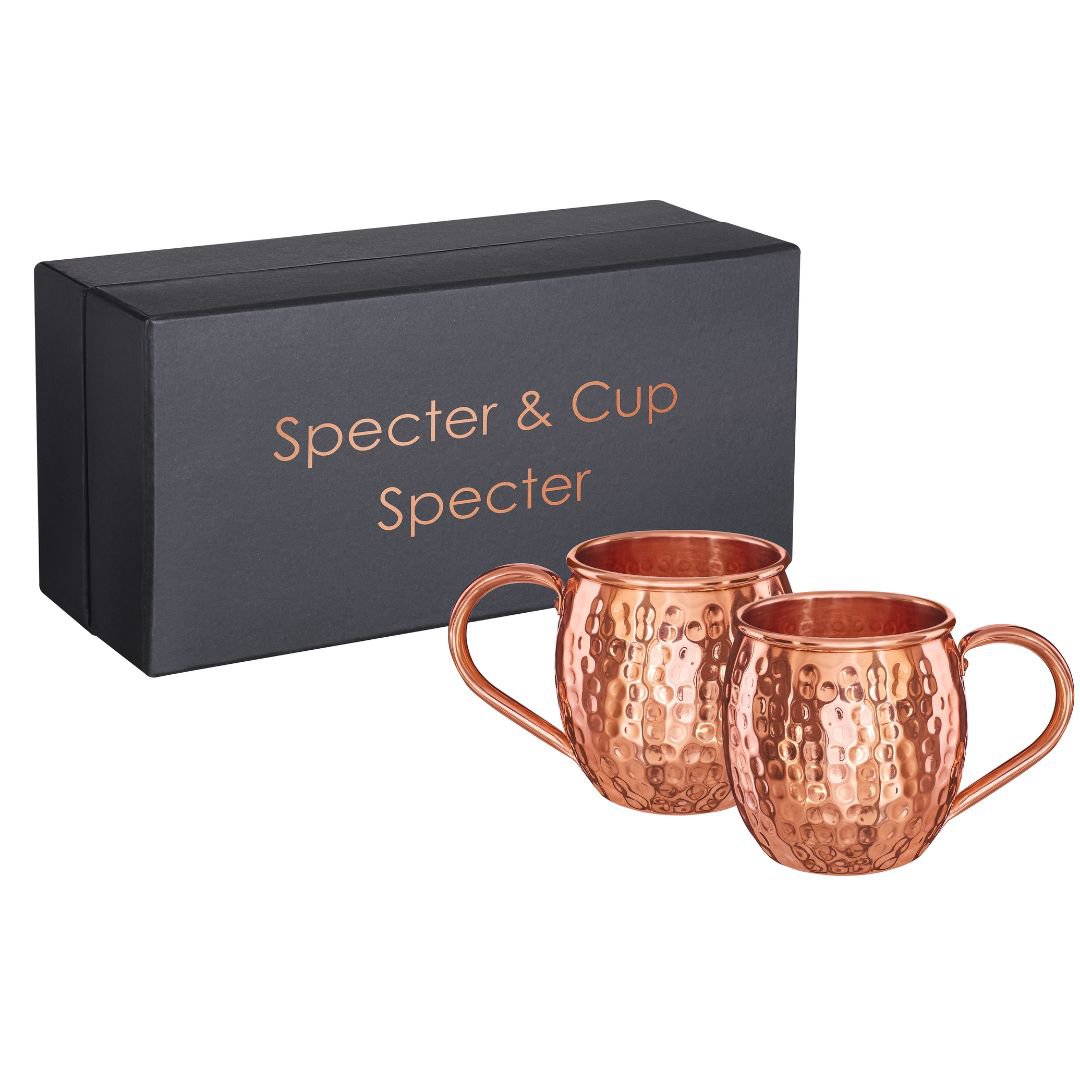 Juego de tazas de cobre Moscow Mule Spectre - 2 tazas Moscow Mule (martilladas, 500 ml)