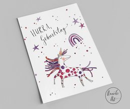 tarjeta de cumpleaños | Postal del unicornio del cumpleaños de Hooray| DIN A6