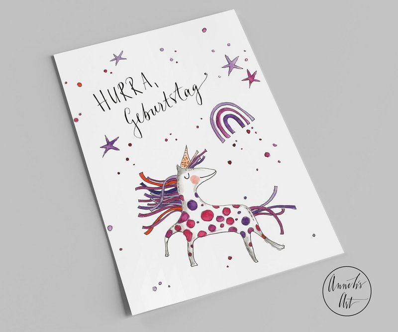 tarjeta de cumpleaños | Postal del unicornio del cumpleaños de Hooray| DIN A6