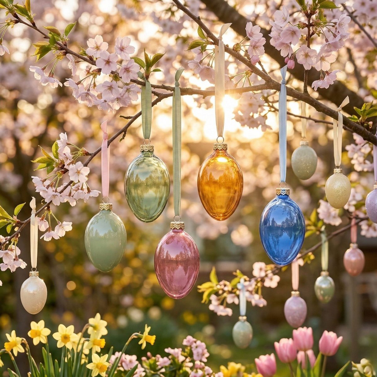 "spring power" - Easter eggs 6 cm colorful transparent