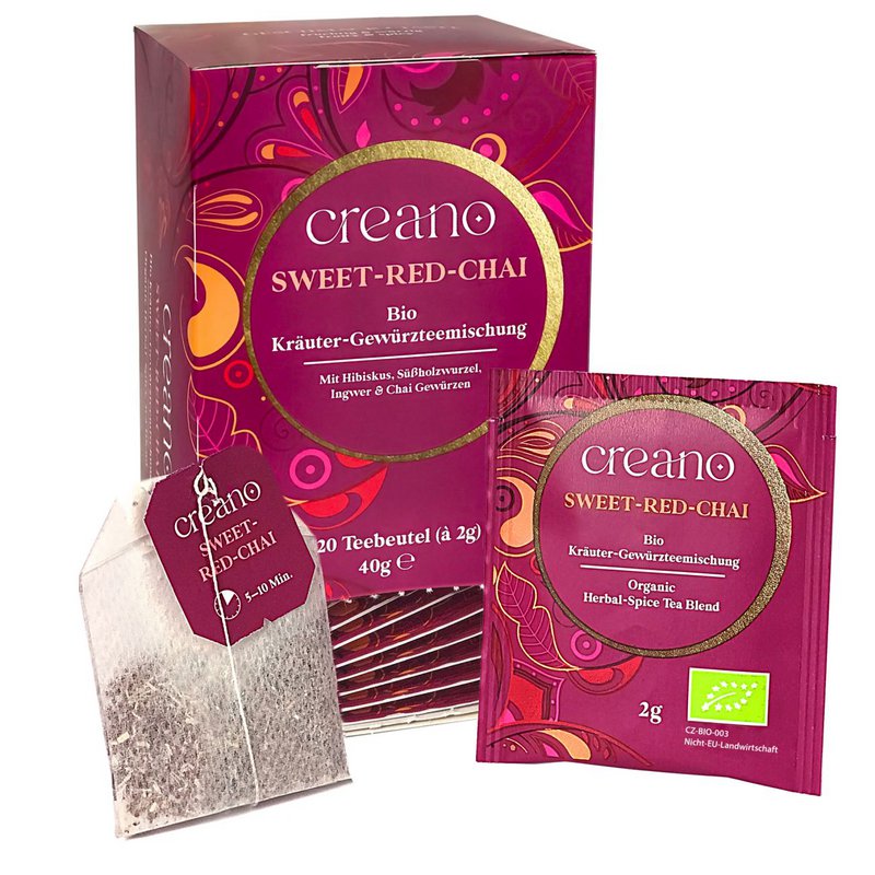 Bustine di tè Sweet Red Chai biologico, confezione da 20