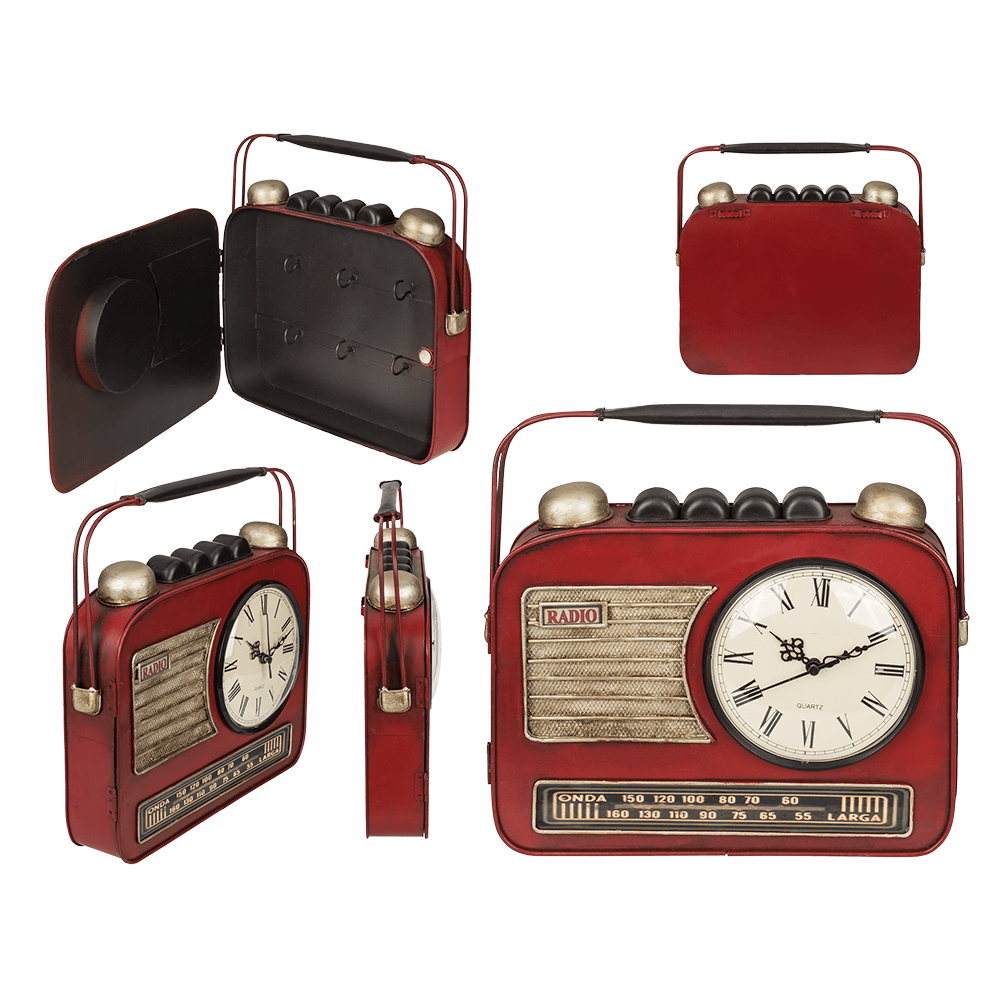 Schlüsselkasten aus Metall, Radio mit Uhr,