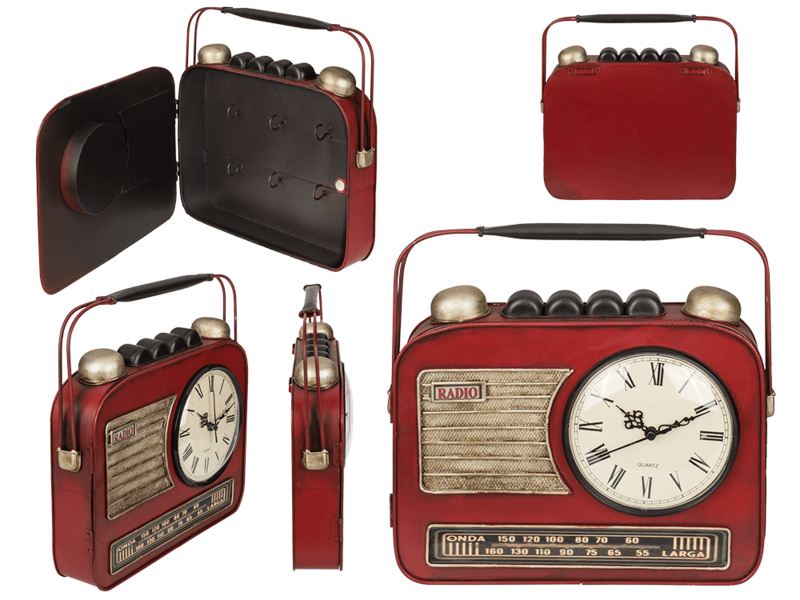 Schlüsselkasten aus Metall, Radio mit Uhr,