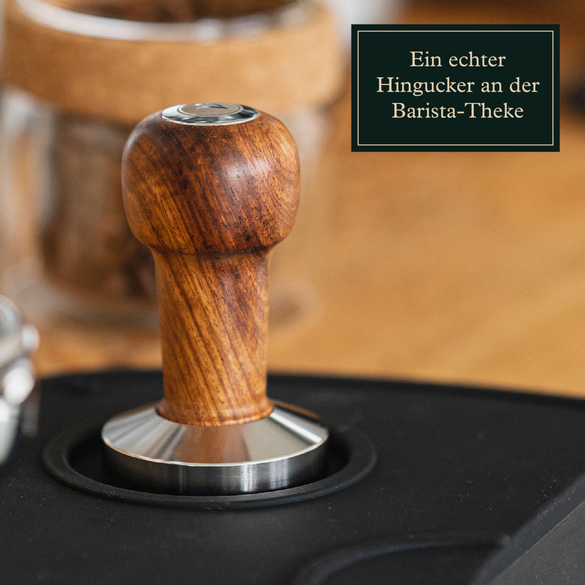 Formål med ædle træhåndtag - Espresso -stempel til barista inklusive Mat