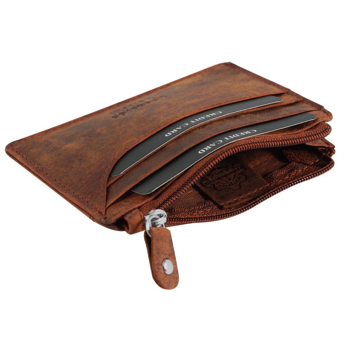 Leonardo Verrrelli Real Leather Card Case med RFID -beskyttelse, Cognac