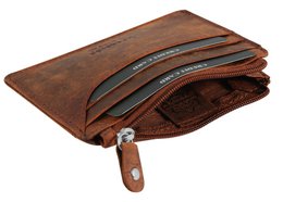 Leonardo Verrrelli Real Leather Card Case med RFID -beskyttelse, Cognac