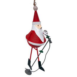  A whimsical ornament depicting a small red gnome figure descending with a parachute. The parachute is blue and white in color, creating a striking contrast against the red gnome. This ornament would make a charming addition to any holiday decor.