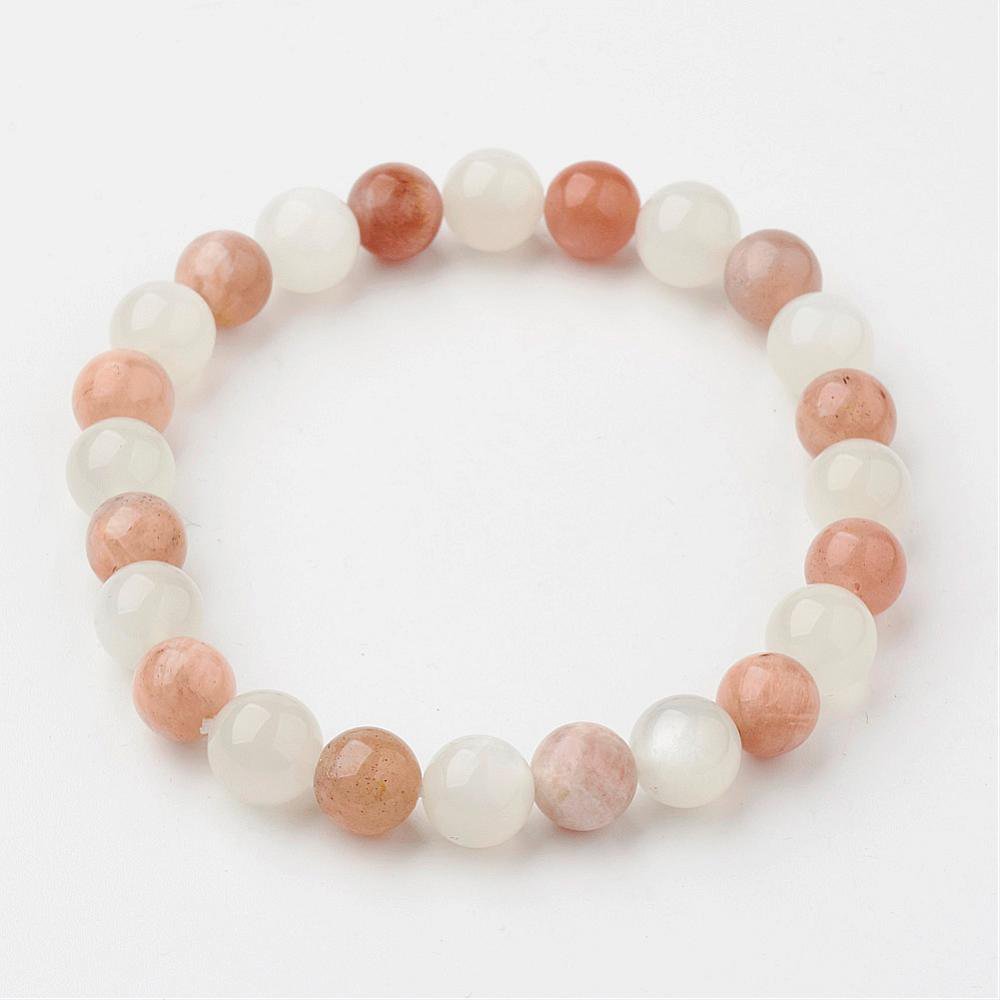 Bracciale elasticizzato con perline naturali multi-pietra di luna da 8 mm