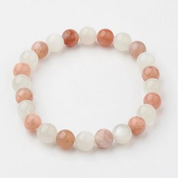 Bracciale elasticizzato con perline naturali multi-pietra di luna da 8 mm