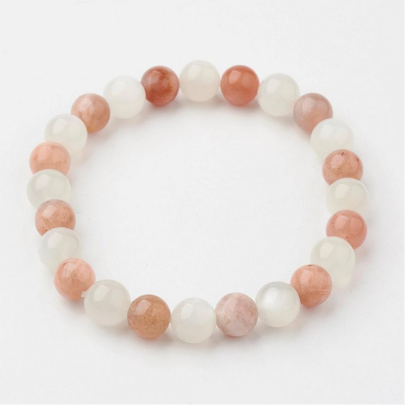 Bracciale elasticizzato con perline naturali multi-pietra di luna da 8 mm