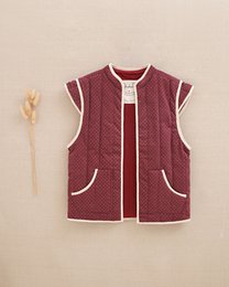 Paars corduroy vest voor meisjes met beige stippen P78-11604145