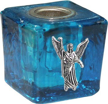 Glass Cube Mini Candle Holder- Turquoise-Raphael