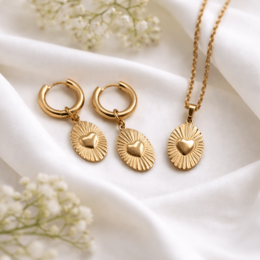 OVAL HEART – Necklace with Gold Oval Heart Charm