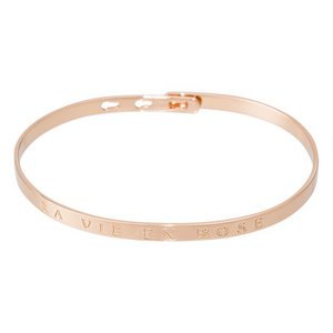 pink bangle bracelet with message “La vie en rose”