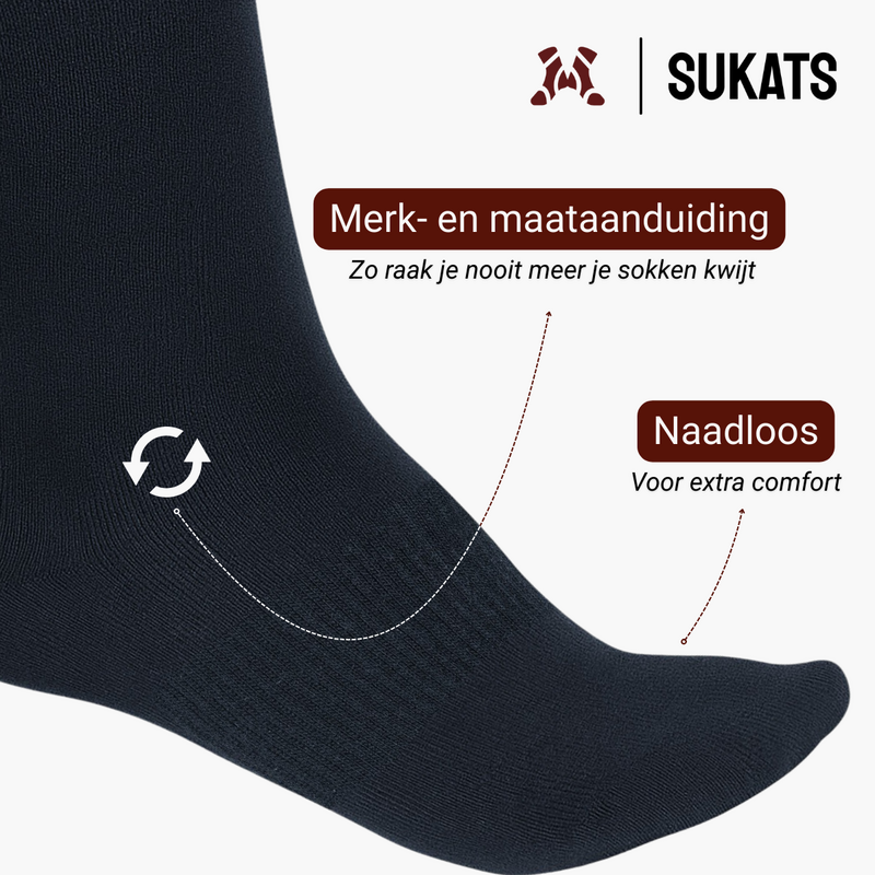 Sukats® 4 of 8 Paar Merino Wol Sokken met badstofzool | Wollen Sokken | Naadloos | Zwart of Navy Blue | Meerdere maten