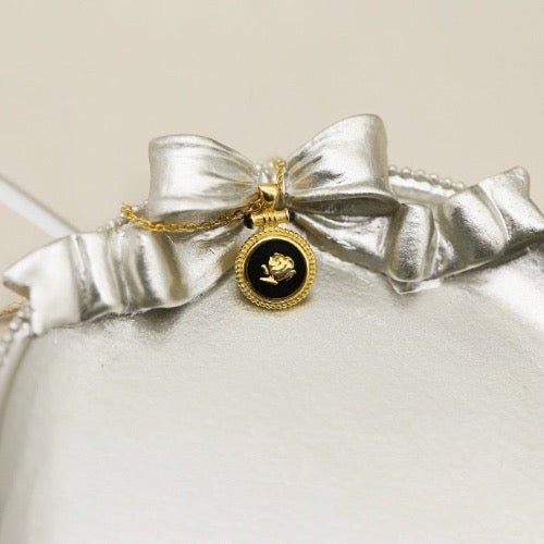 Midnight Rose Enamel Pendant Necklace