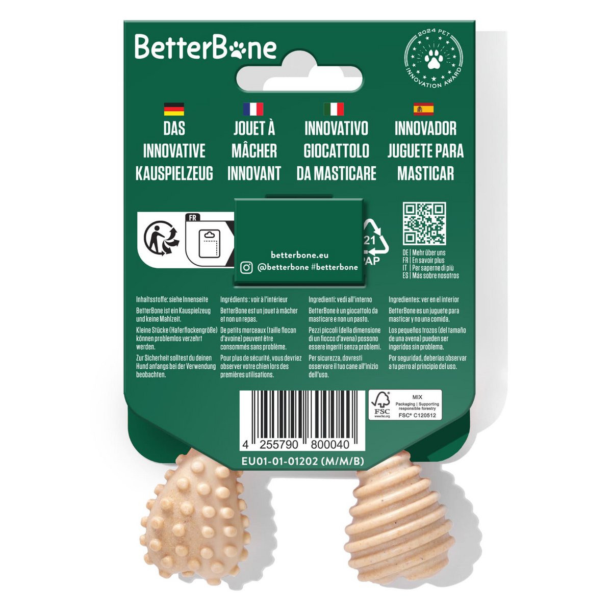 Betterbone Dogs Chewing Bones - Mini Medium Beef (zonder nylon, CO2 neutraal in Europa)
