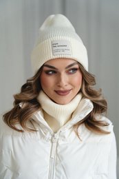 Ensemble bonnet et écharpe BRIGID NEW – 100% laine mérinos – écru