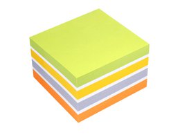 Info notes 75x75mm assorted Color Mix block of 450 sheets lime, white, gold, violet, orange