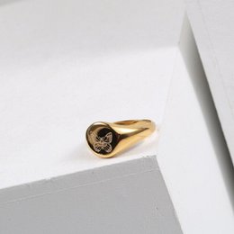 Lucy - Signet Butterfly Gold Ring