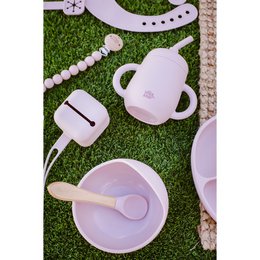 Anti-Drip-Tasse + Silikonstroh- dunkelrosa