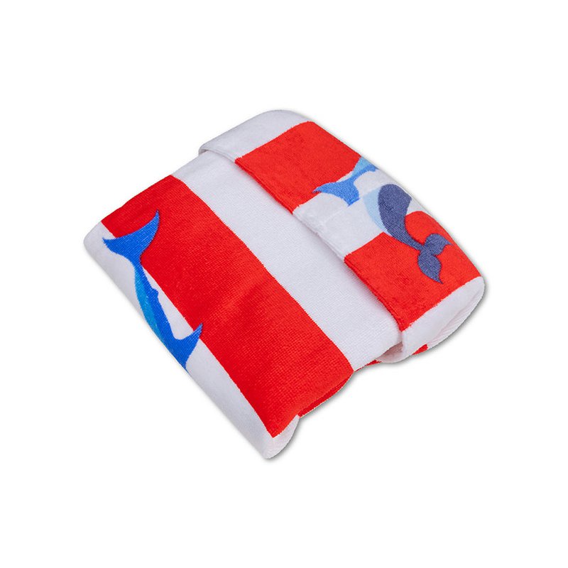 Beach Poncho - Red/White - Ocean Stripes - 65 x 65 cm