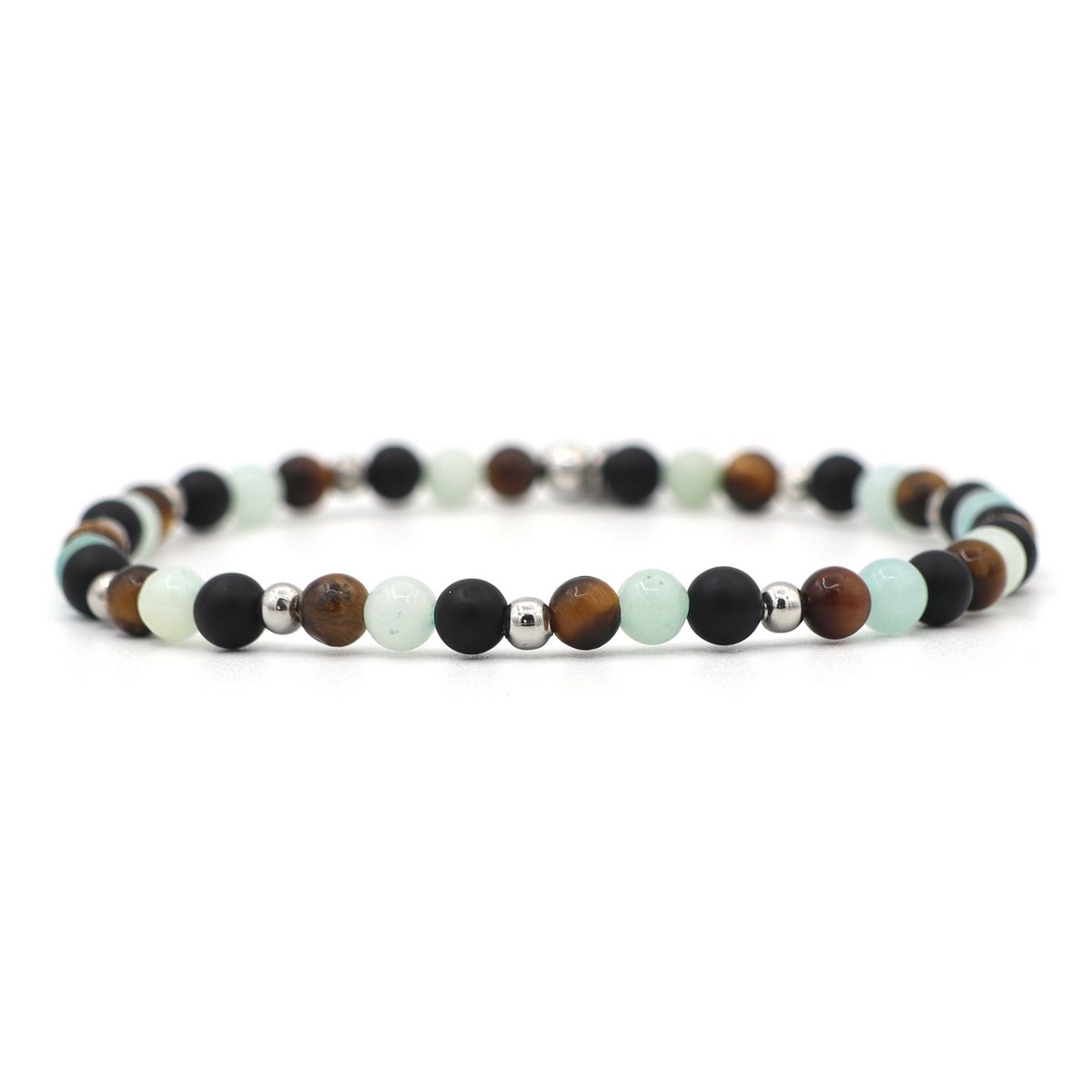 Natuursteen armband, confidence, zilver en goud