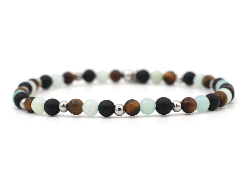 Natuursteen armband, confidence, zilver en goud
