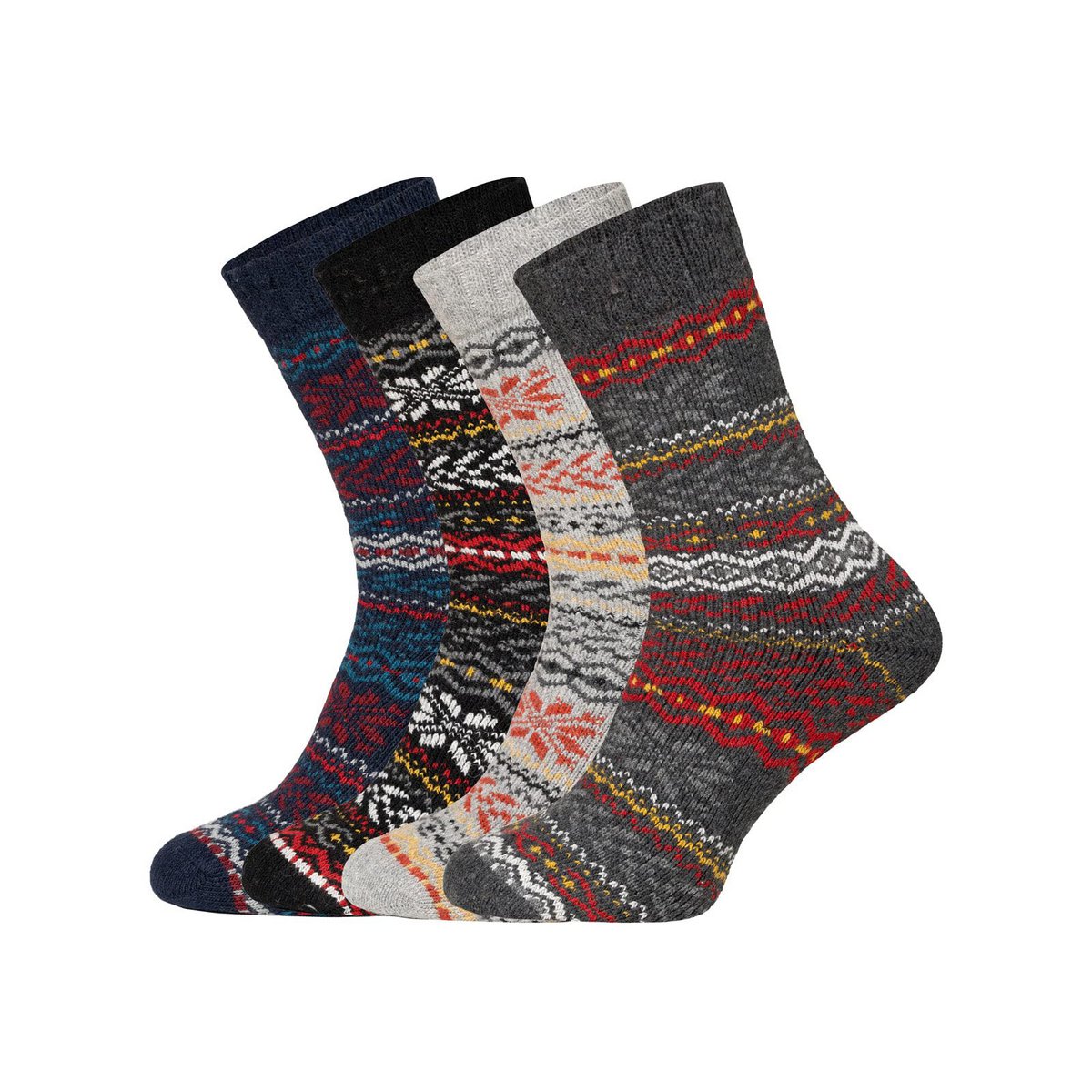 2 Paar 45% Wollsocken Hyggeliges Norweger Design