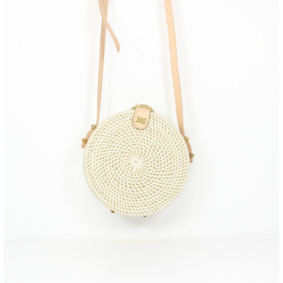 Pulau - Bali Bali White Kids - Bolsa de ratán redonda pequeña para niños 15 cm