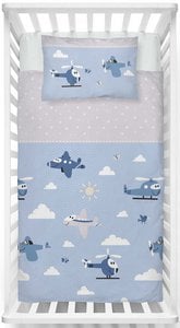 Beaver bed linen set 100x135cm airplanes blue