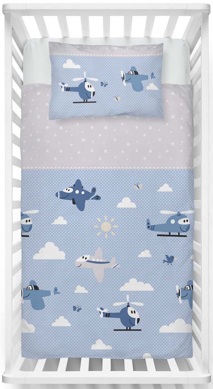 Beaver bed linen set 100x135cm airplanes blue