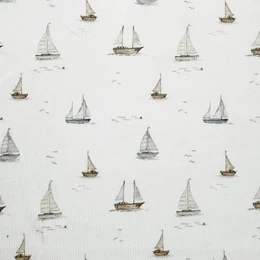 Bündchen-Leggings aus Rippjersey mit Segelbootmuster