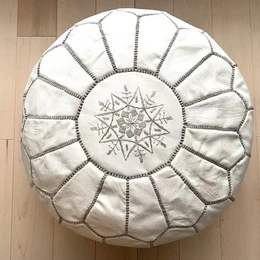 Marokkanischer Leder-Pouf, marokkanischer Ottoman-Pouf