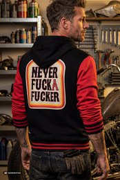 Kapuzensweatjacke 'Never Fuck A Fucker' in Schwarz