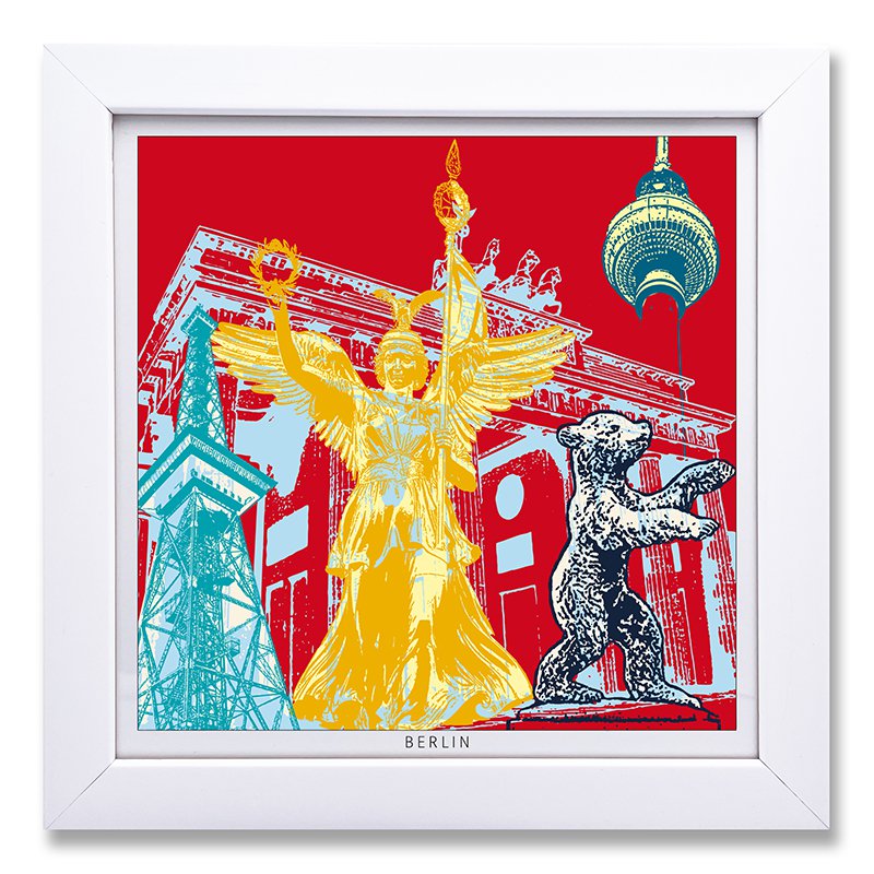 Art-Print-Berlin-04 in a white wooden frame