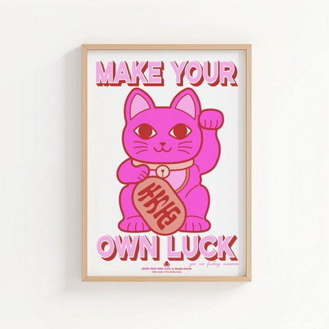 Riso Poster O3 Maneki Neck Neon Rose Road