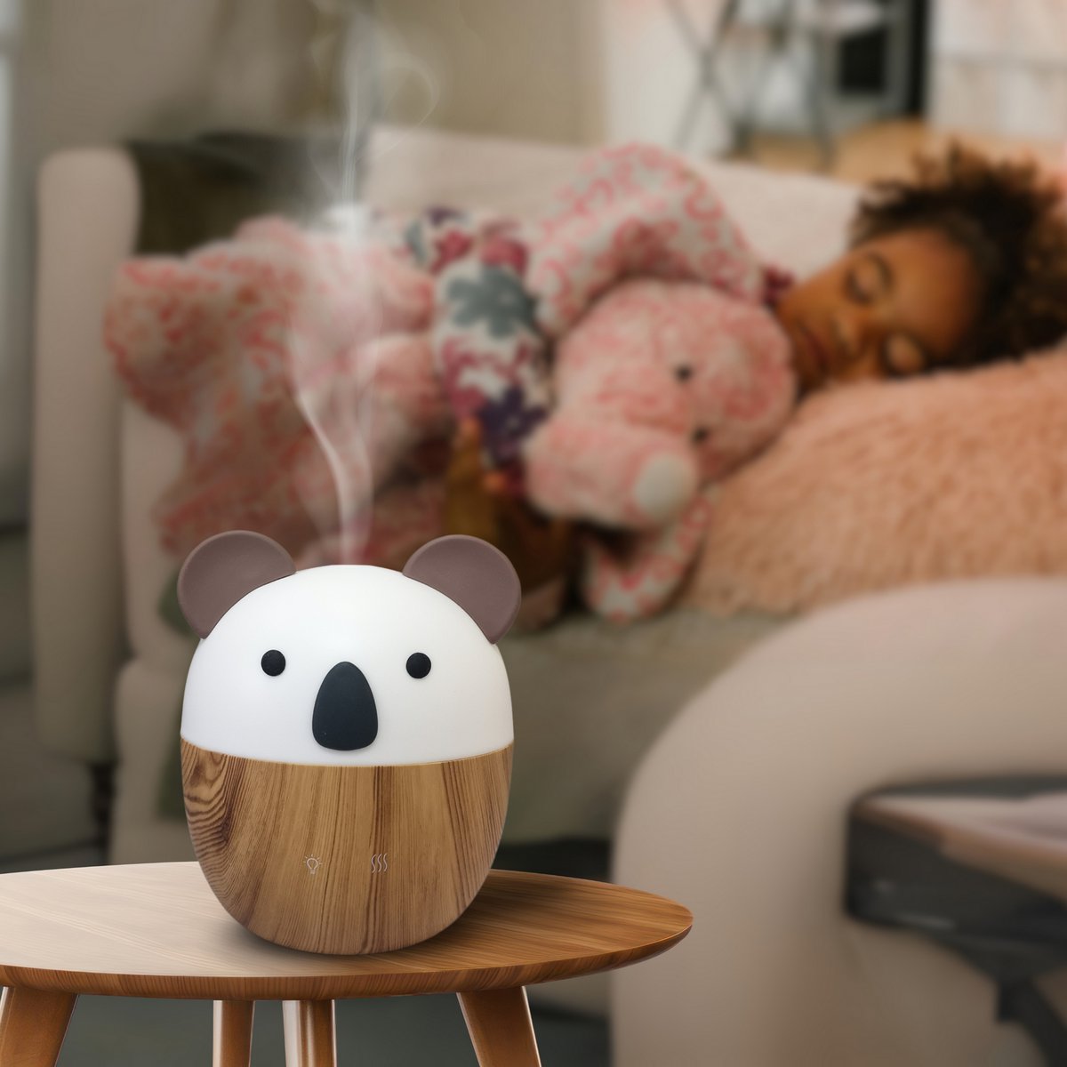 Woofie Essential Oil Diffuser – Ultrasonic Cold Aromatherapy Diffuser – Electric Diffuser for Home Fragrance – USB Power Supply, Ambient LED Lighting, Silent and Compact