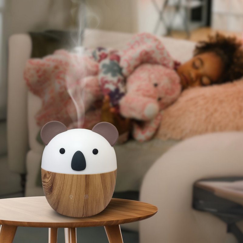 Woofie Diffusore di oli essenziali – Diffusore di aromaterapia a freddo ad ultrasuoni – Diffusore elettrico per fragranze per la casa – Alimentazione USB, illuminazione ambientale a LED, silenzioso e compatto
