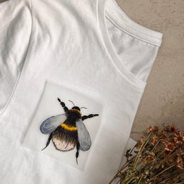 Opstrijkafbeelding hommel om op te strijken | Opstrijkbare patches voor kleding met aquarelverf