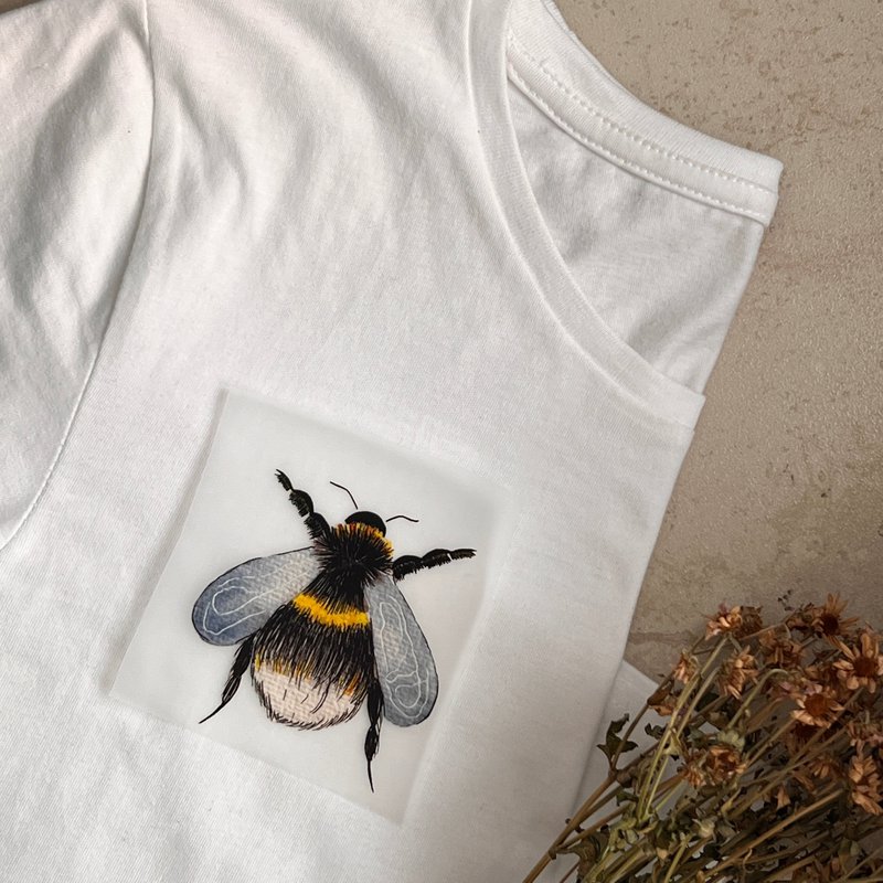Opstrijkafbeelding hommel om op te strijken | Opstrijkbare patches voor kleding met aquarelverf
